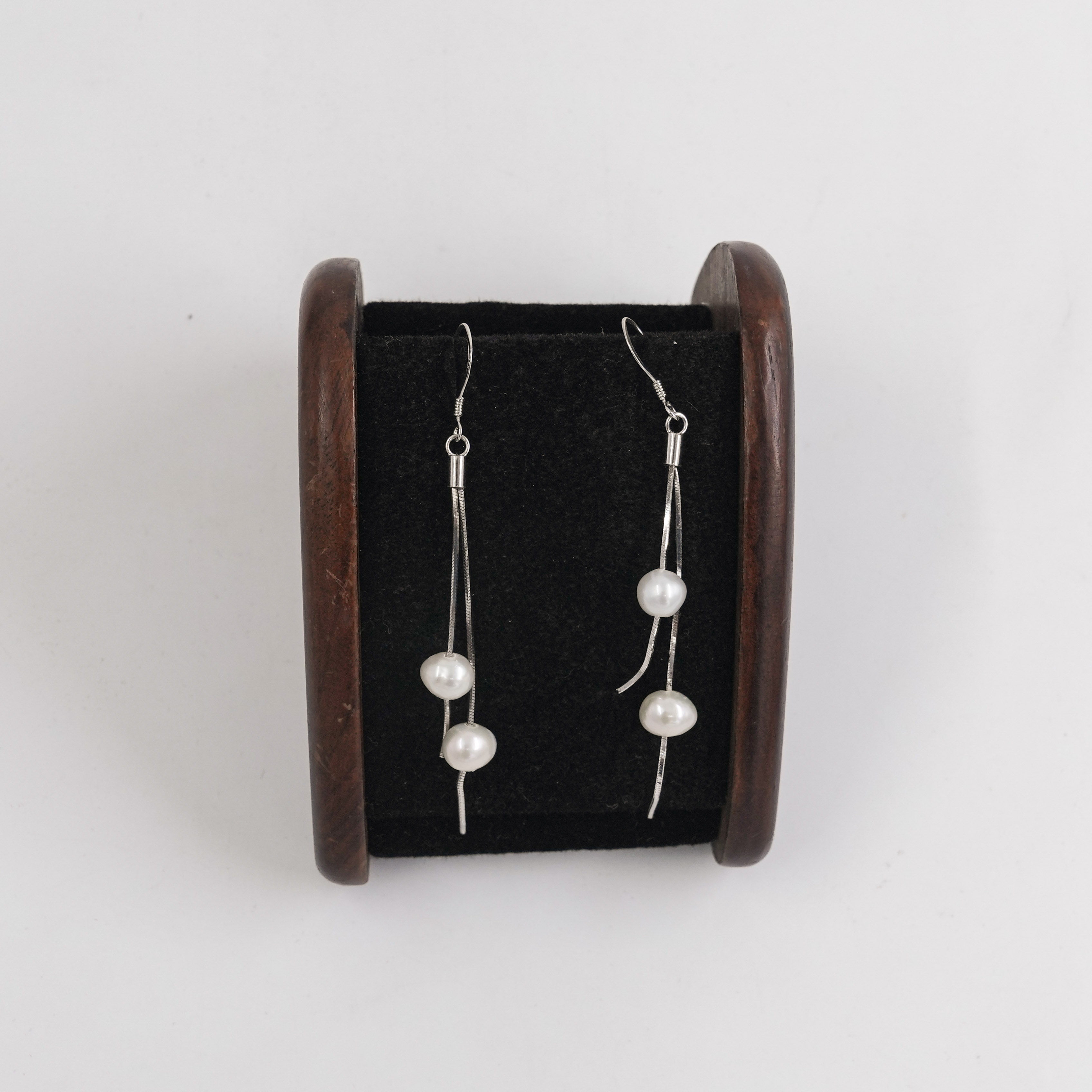 92.5 Silver Double Line Pearl Hangings